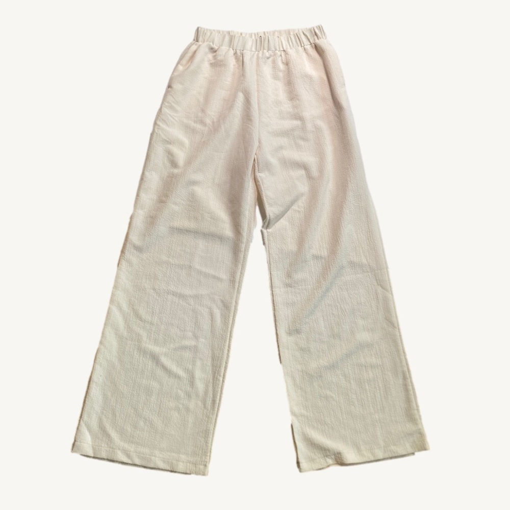 Shein Cream Color High Waisted Lightweight Wide Leg Pants Size Medium